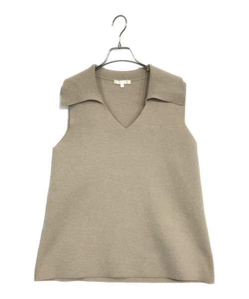 Drawing Numbers（ドローイングナンバーズ）Drawing Numbers (ドローイングナンバーズ) ポロカラーノースリーブワイドニット ベージュ サイズ:38の古着・服飾アイテム