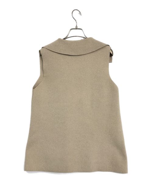 Drawing Numbers（ドローイングナンバーズ）Drawing Numbers (ドローイングナンバーズ) ポロカラーノースリーブワイドニット ベージュ サイズ:38の古着・服飾アイテム