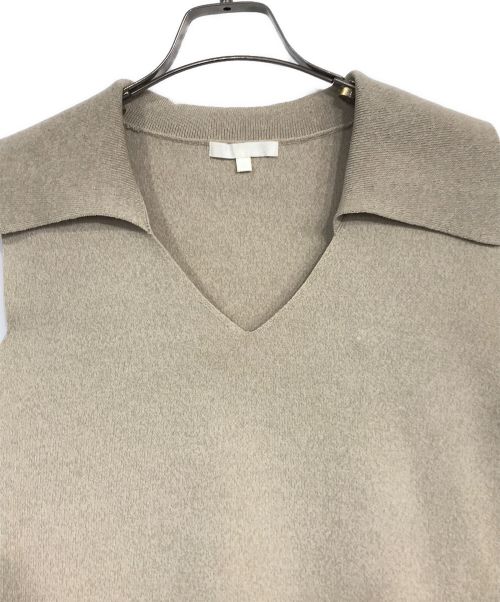 Drawing Numbers（ドローイングナンバーズ）Drawing Numbers (ドローイングナンバーズ) ポロカラーノースリーブワイドニット ベージュ サイズ:38の古着・服飾アイテム