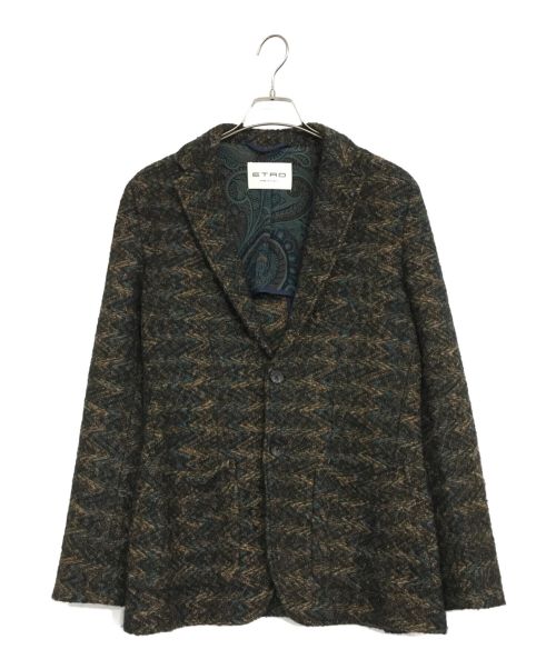 ETRO（エトロ）ETRO (エトロ) 総柄テーラードジャケット ブラウン サイズ:XSの古着・服飾アイテム
