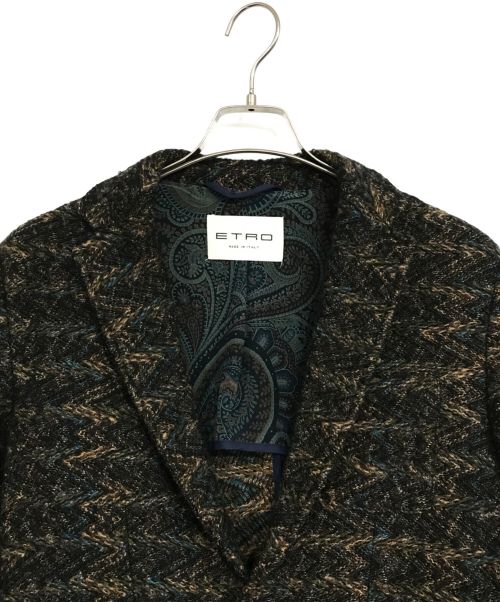 ETRO（エトロ）ETRO (エトロ) 総柄テーラードジャケット ブラウン サイズ:XSの古着・服飾アイテム