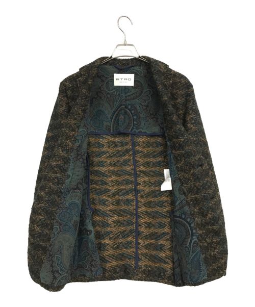 ETRO（エトロ）ETRO (エトロ) 総柄テーラードジャケット ブラウン サイズ:XSの古着・服飾アイテム