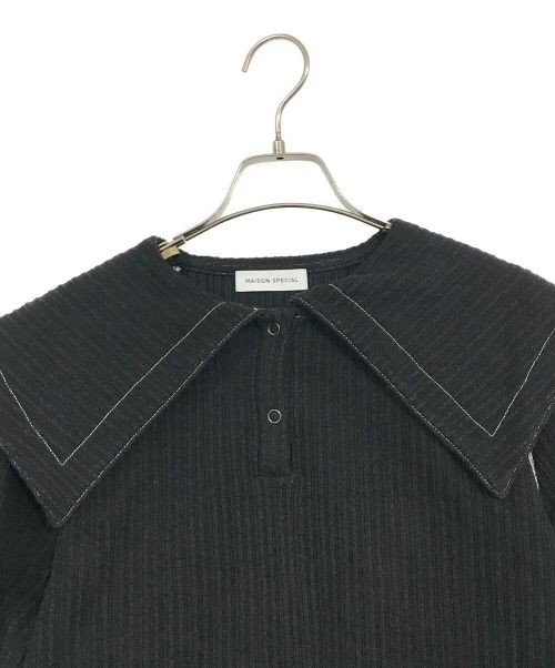 MAISON SPECIAL（メゾンスペシャル）MAISON SPECIAL (メゾンスペシャル) ビッグ襟 ロングTシャツ ブラック サイズ:Fの古着・服飾アイテム