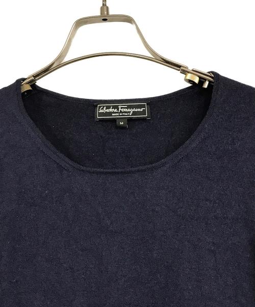 Salvatore Ferragamo（サルヴァトーレ フェラガモ）Salvatore Ferragamo (サルヴァトーレ フェラガモ) 半袖ニット ネイビー サイズ:2の古着・服飾アイテム