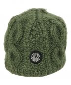 stussyステューシー）の古着「SKULLCAP CABLE KNIT」｜カーキ