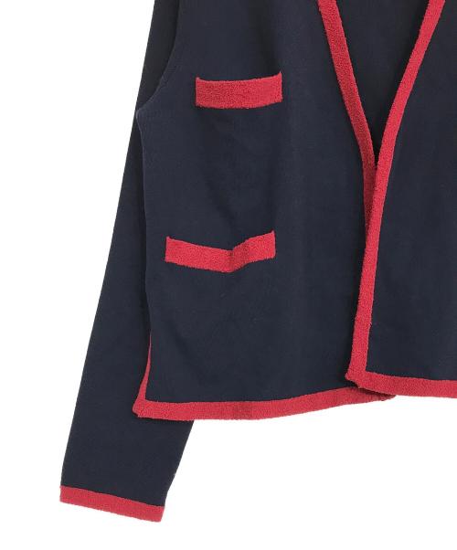 VERMEIL par iena（ヴェルメイユ パー イエナ）VERMEIL par iena (ヴェルメイユ パー イエナ) バイカラーバイピンクニットカーディガン ネイビー サイズ:Fの古着・服飾アイテム