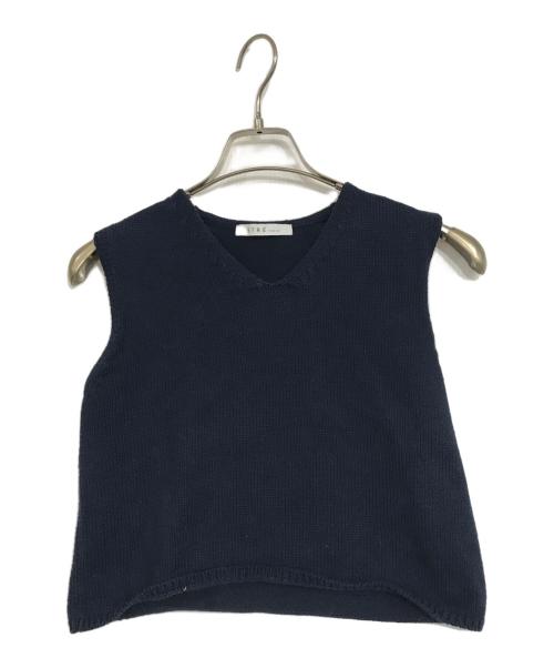ETRE TOKYO（エトレトウキョウ）ETRE TOKYO (エトレトウキョウ) ツーピースクロップドニット ネイビー サイズ:Fの古着・服飾アイテム