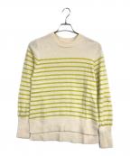 Lilly Lynqueリリーリン）の古着「Cashmere border Crew neck kint」｜ベージュ