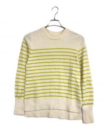 Lilly Lynque（リリーリン）の古着「Cashmere border Crew neck kint」｜ベージュ