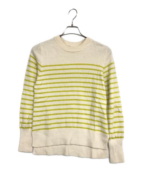 Lilly Lynque（リリーリン）Lilly Lynque (リリーリン) Cashmere border Crew neck kint ベージュ サイズ:38の古着・服飾アイテム