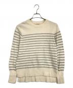 Lilly Lynqueリリーリン）の古着「Cashmere border Crew neck kint」｜ベージュ