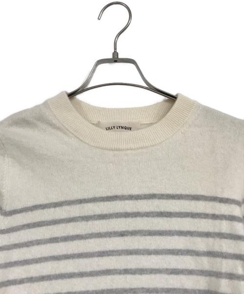 Lilly Lynque（リリーリン）Lilly Lynque (リリーリン) Cashmere border Crew neck kint ベージュ サイズ:38の古着・服飾アイテム