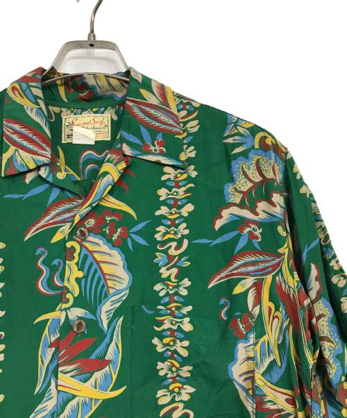 SUGAR CANE（シュガーケーン）SUGAR CANE (シュガーケーン) Sun Surf (サンサーフ) オープンカラーシャツ グリーン サイズ:FREEの古着・服飾アイテム