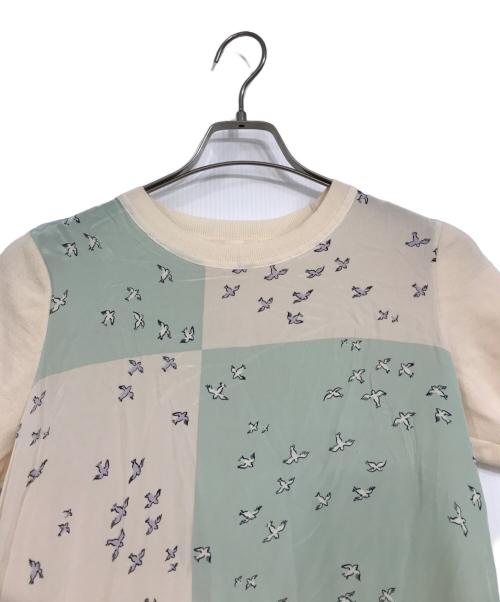 TORY BURCH（トリーバーチ）TORY BURCH (トリーバーチ) シルクウール切替ワンピース ベージュ サイズ:Sの古着・服飾アイテム