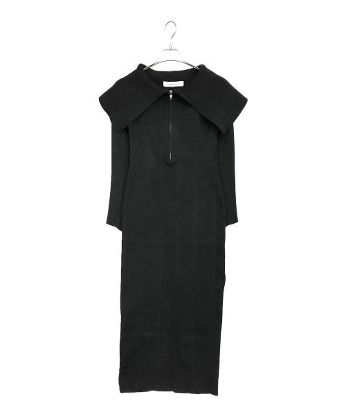 LAGUNA MOON（ラグナムーン）LAGUNA MOON (ラグナムーン) ビッグカラーフロントZIPワンピース ブラック サイズ:Sの古着・服飾アイテム