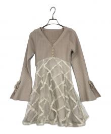 Resexxy（リゼクシー）の古着「ドッキングフレアミニニットワンピース」｜ベージュ