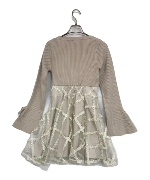 Resexxy（リゼクシー）RESEXXY (リゼクシー) ドッキングフレアミニニットワンピース ベージュ サイズ:FREEの古着・服飾アイテム