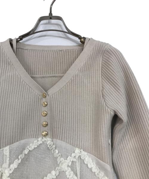 Resexxy（リゼクシー）RESEXXY (リゼクシー) ドッキングフレアミニニットワンピース ベージュ サイズ:FREEの古着・服飾アイテム