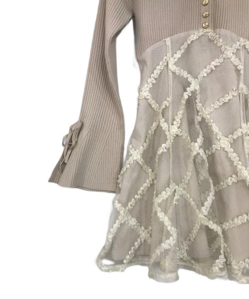 Resexxy（リゼクシー）RESEXXY (リゼクシー) ドッキングフレアミニニットワンピース ベージュ サイズ:FREEの古着・服飾アイテム