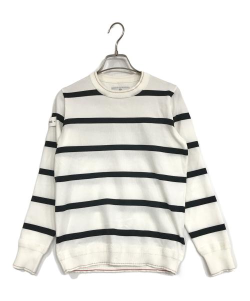 BRIEFING（ブリーフィング）BRIEFING (ブリーフィング) STRIPE CREW NECK KNIT ホワイト サイズ:Sの古着・服飾アイテム