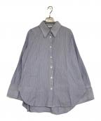 CLANEクラネ）の古着「ROUND SLIT BELL SLEEVE SHIRT」｜ブルー