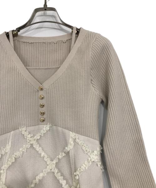 Resexxy（リゼクシー）RESEXXY (リゼクシー) ドッキングフレアミニニットワンピース ベージュ サイズ:FREEの古着・服飾アイテム