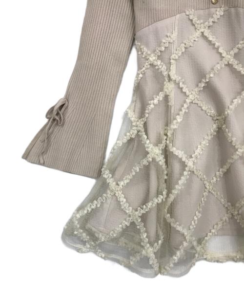 Resexxy（リゼクシー）RESEXXY (リゼクシー) ドッキングフレアミニニットワンピース ベージュ サイズ:FREEの古着・服飾アイテム