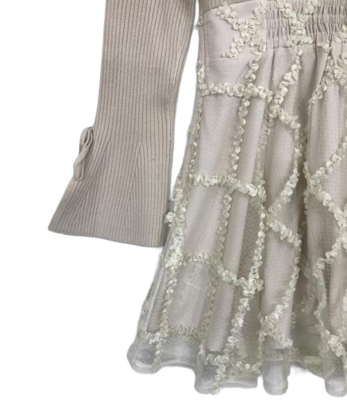 Resexxy（リゼクシー）RESEXXY (リゼクシー) ドッキングフレアミニニットワンピース ベージュ サイズ:FREEの古着・服飾アイテム