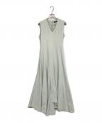 anuansアニュアンス）の古着「アシメヘムVネックカットワンピース」｜ミントグリーン