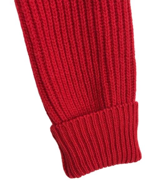 ALEXANDER McQUEEN（アレキサンダーマックイーン）ALEXANDER McQUEEN (アレキサンダーマックイーン) ワンショルダーウールカシミアリブニット レッド サイズ:XSの古着・服飾アイテム