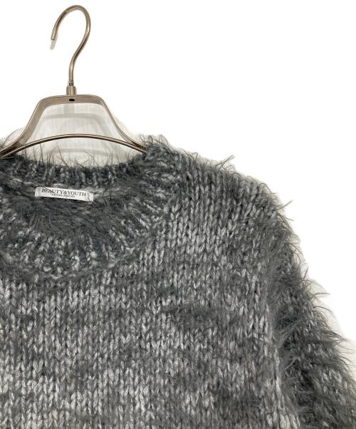BEAUTY&YOUTH（ビューティーアンドユース）BEAUTY&YOUTH (ビューティーアンドユース) フェザーヤーン ショートスリーブ ニット プルオーバー グレー サイズ:表記無しの古着・服飾アイテム