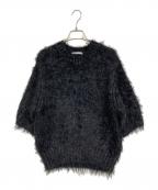 BEAUTY&YOUTHビューティーアンドユース）の古着「フェザーヤーン ショートスリーブ ニット プルオーバー」｜ブラック