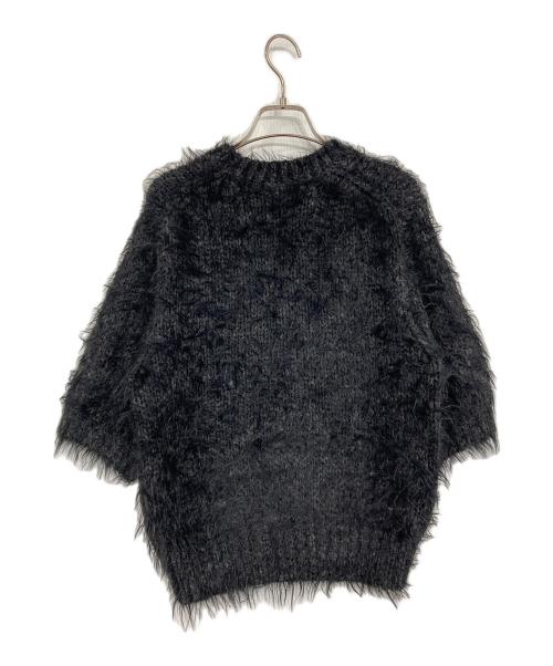 BEAUTY&YOUTH（ビューティーアンドユース）BEAUTY&YOUTH (ビューティーアンドユース) フェザーヤーン ショートスリーブ ニット プルオーバー ブラック サイズ:表記無しの古着・服飾アイテム