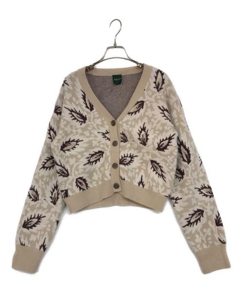 SOULEIADO（ソレイアード）SOULEIADO (ソレイアード) ダブルジャガード Vネックカーディガン ベージュ サイズ:Sの古着・服飾アイテム