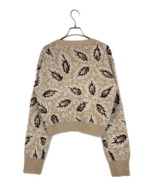 SOULEIADO（ソレイアード）SOULEIADO (ソレイアード) ダブルジャガード Vネックカーディガン ベージュ サイズ:Sの古着・服飾アイテム