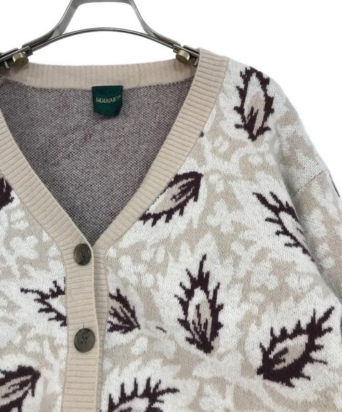 SOULEIADO（ソレイアード）SOULEIADO (ソレイアード) ダブルジャガード Vネックカーディガン ベージュ サイズ:Sの古着・服飾アイテム