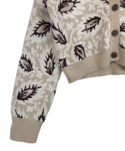 SOULEIADO（ソレイアード）SOULEIADO (ソレイアード) ダブルジャガード Vネックカーディガン ベージュ サイズ:Sの古着・服飾アイテム