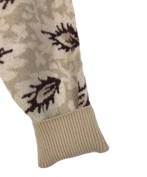 SOULEIADO（ソレイアード）SOULEIADO (ソレイアード) ダブルジャガード Vネックカーディガン ベージュ サイズ:Sの古着・服飾アイテム