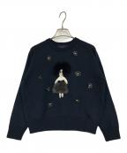 M'S GRACYエムズグレイシー）の古着「人形花モチーフニット」｜ネイビー