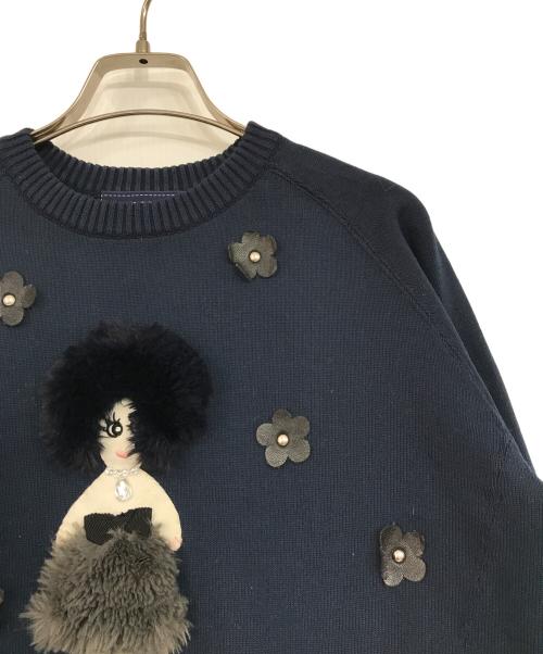 M'S GRACY（エムズグレイシー）M'S GRACY (エムズグレイシー) 人形花モチーフニット ネイビー サイズ:38の古着・服飾アイテム