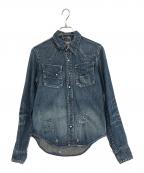 KAPITALキャピタル）の古着「ダメージ加工ウエスタンシャツ」｜ブルー