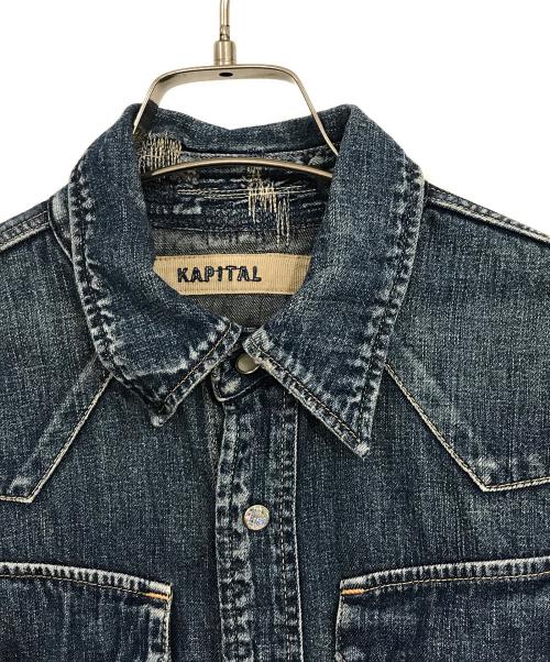 KAPITAL（キャピタル）KAPITAL (キャピタル) ダメージ加工ウエスタンシャツ ブルー サイズ:SZIE Sの古着・服飾アイテム