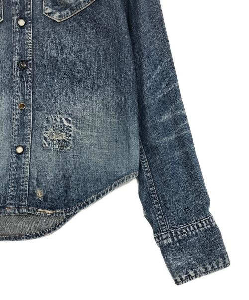 KAPITAL（キャピタル）KAPITAL (キャピタル) ダメージ加工ウエスタンシャツ ブルー サイズ:SZIE Sの古着・服飾アイテム