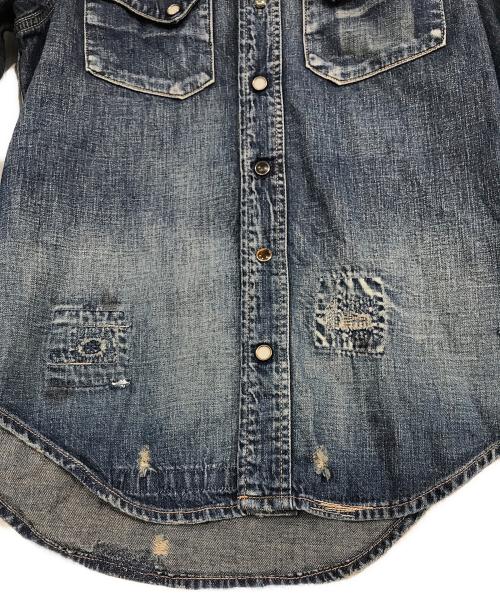 KAPITAL（キャピタル）KAPITAL (キャピタル) ダメージ加工ウエスタンシャツ ブルー サイズ:SZIE Sの古着・服飾アイテム