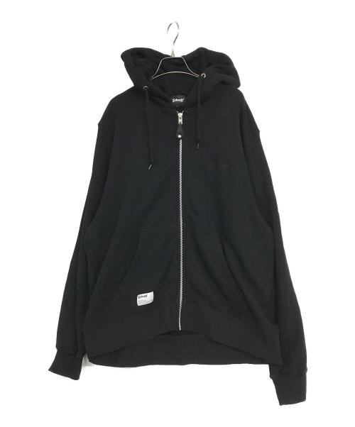 Schott（ショット）Schott (ショット) LEATHER ELBOW PATCH ZIP HOODED SWEAT ブラック サイズ:2XLの古着・服飾アイテム
