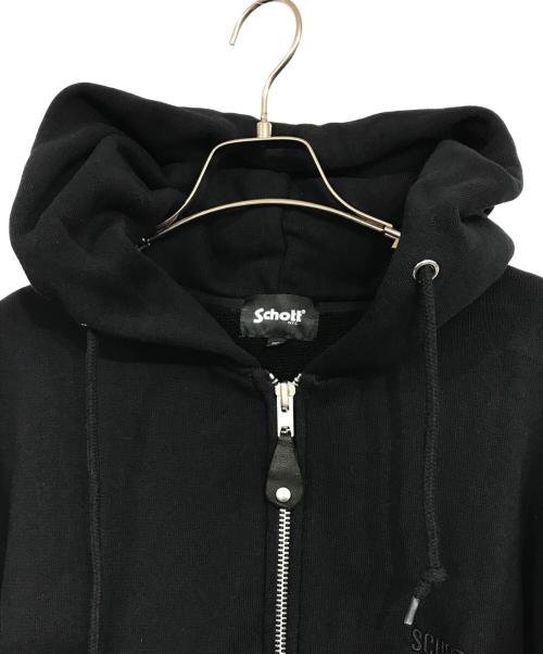 Schott（ショット）Schott (ショット) LEATHER ELBOW PATCH ZIP HOODED SWEAT ブラック サイズ:2XLの古着・服飾アイテム