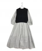 JUSGLITTYジャスグリッティー）の古着「シャツワンピ×ベストセット」｜ホワイト×ブラック