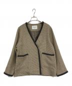 SLOBE IENAスローブ イエナ）の古着「ツィードVネックノーカラージャケット」｜ベージュ