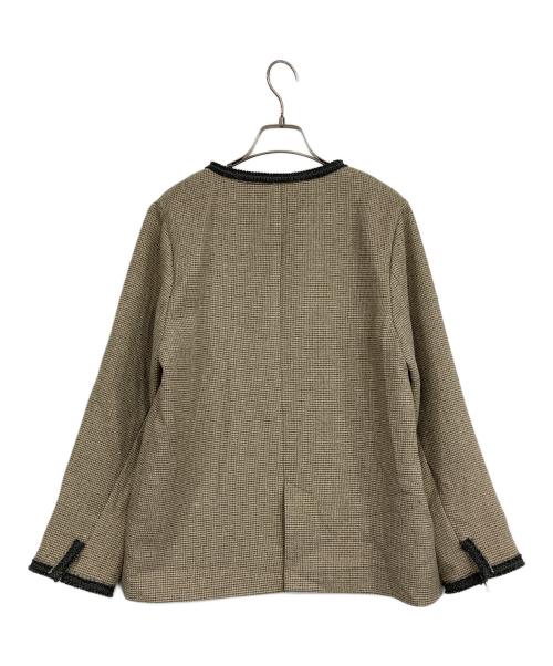 SLOBE IENA（スローブ イエナ）SLOBE IENA (スローブ イエナ) ツィードVネックノーカラージャケット ベージュ サイズ:Fの古着・服飾アイテム