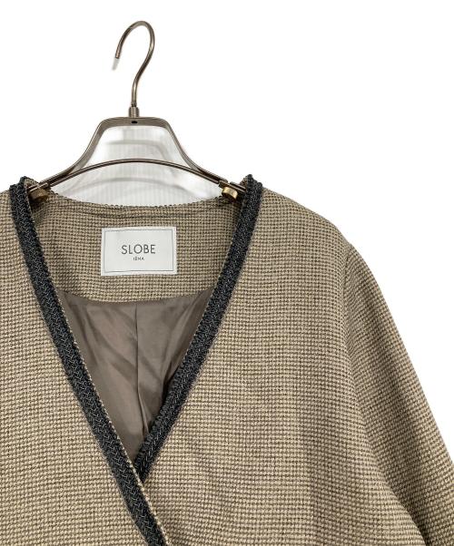 SLOBE IENA（スローブ イエナ）SLOBE IENA (スローブ イエナ) ツィードVネックノーカラージャケット ベージュ サイズ:Fの古着・服飾アイテム